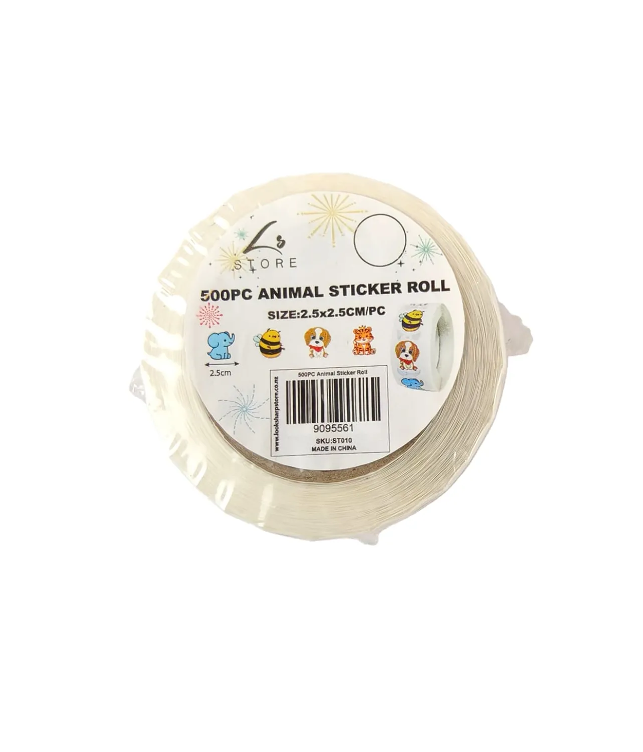 Animal Sticker Roll 2.5×2.5cm 500pc