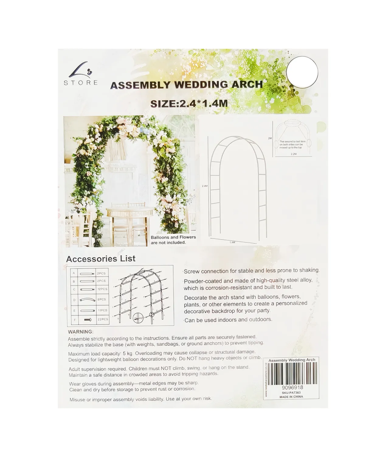 Assembly Wedding Arch 240x140cm