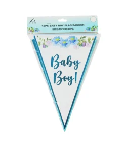 Baby Boy Hot Stamping Flag Banner 19X28cm 12pc