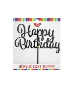 Black Acrylic Happy Birthday Topper