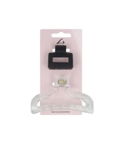 Black & Clear Claw Clip Set 2pc