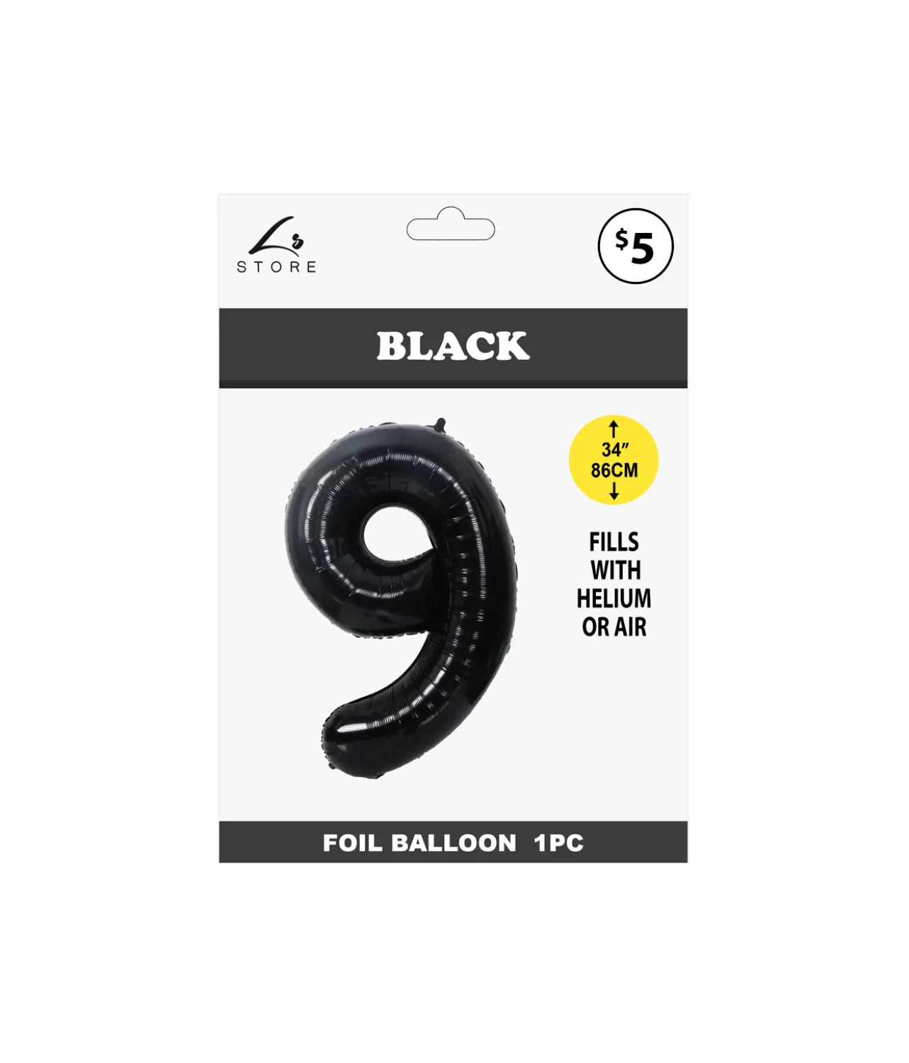 Black Foil Number Balloon 9