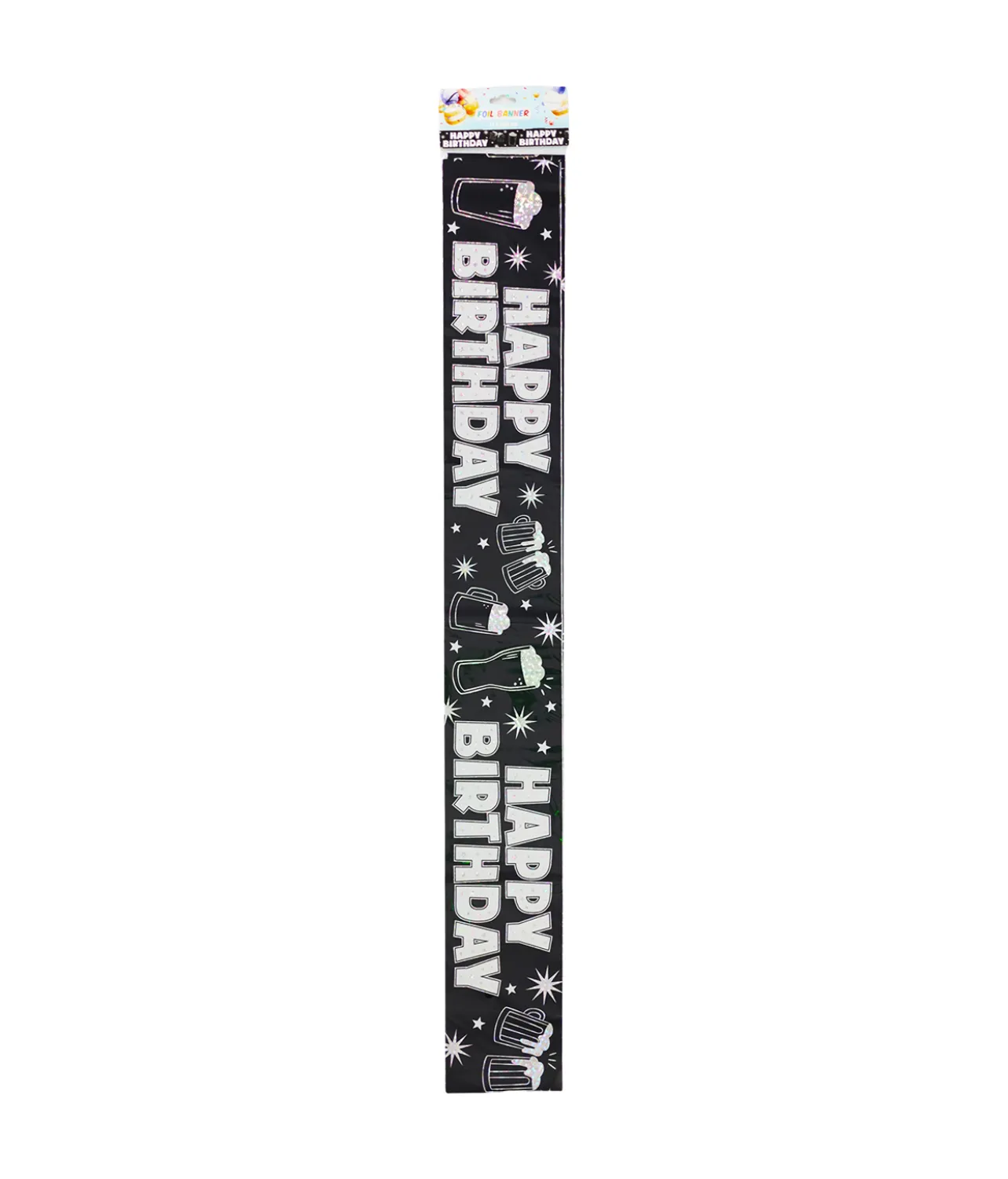 Black Happy Birthday Foil Banner 11 x 260 cm