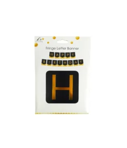 Black Happy Birthday Letter Fringe Banner 20cm x 15cm 3.5m