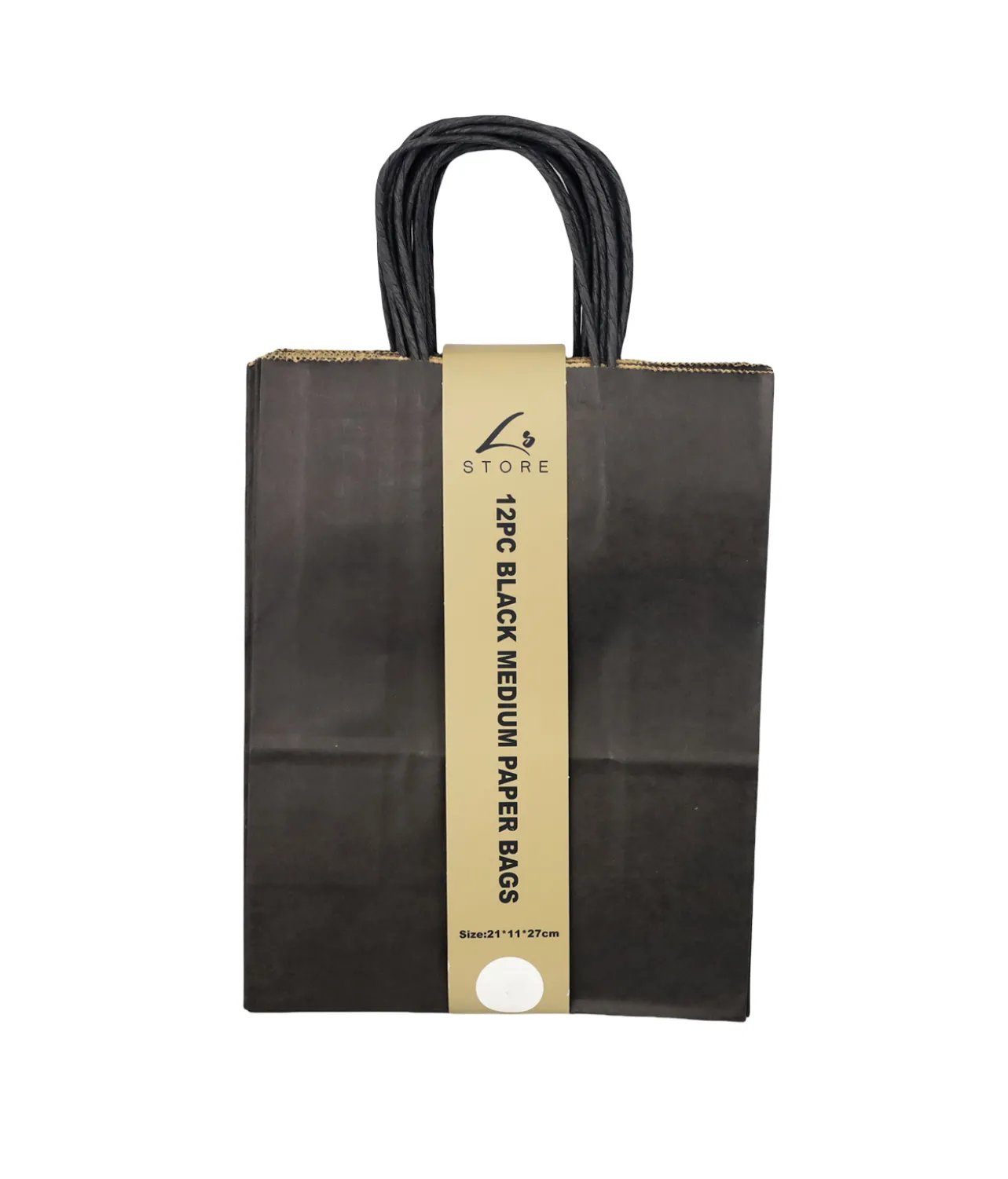 Black Medium Paper Bag 12pc