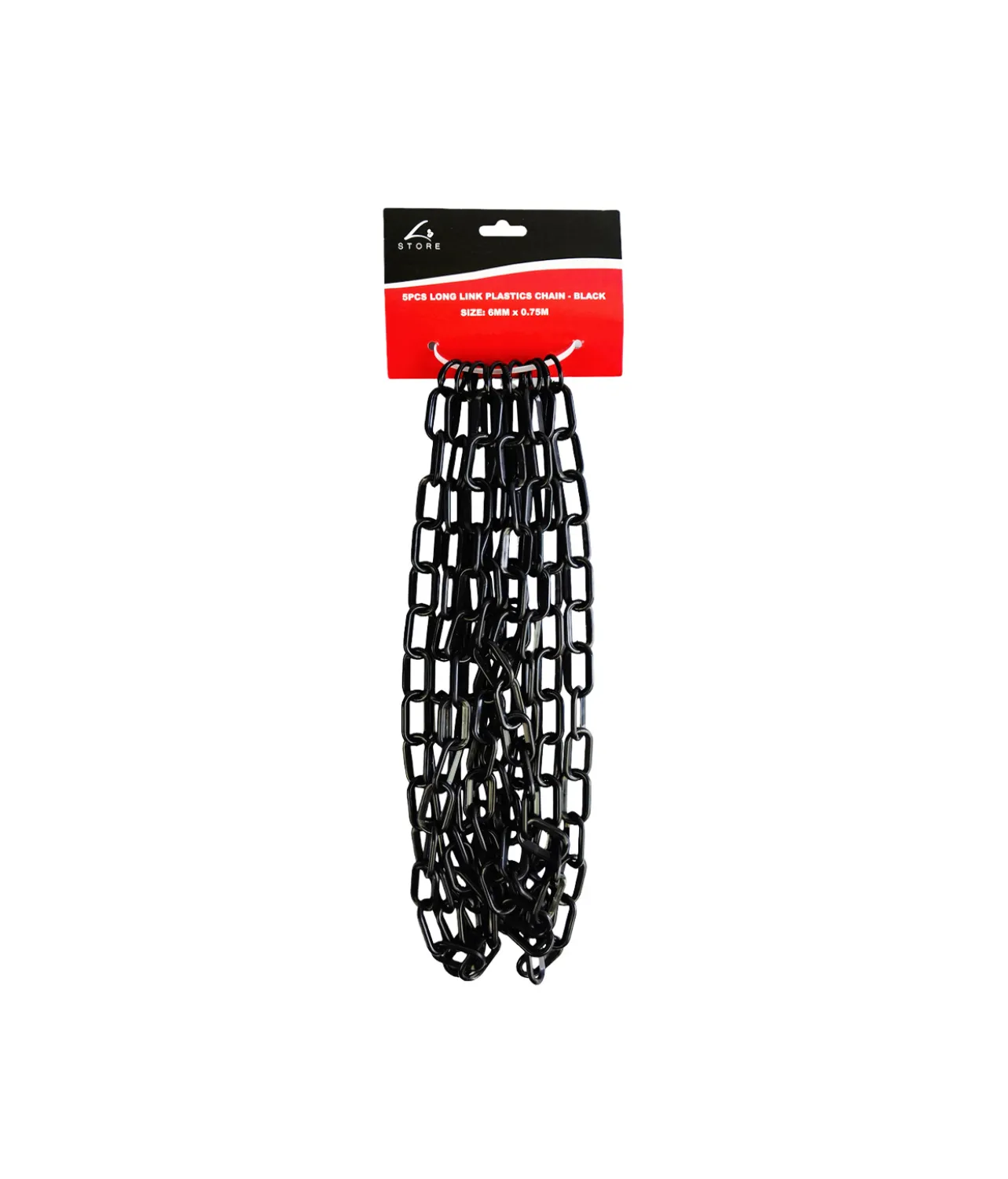 Black Plastic Chain 6mm x 75cm 5pc
