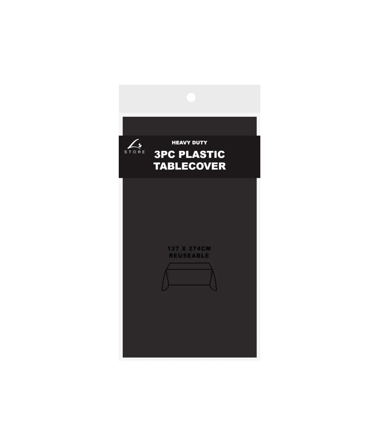 Black Plastic Tablecover 3pk