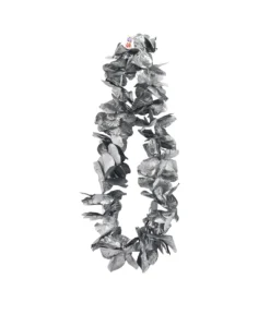 Black & Silver Metallic Flower Lei
