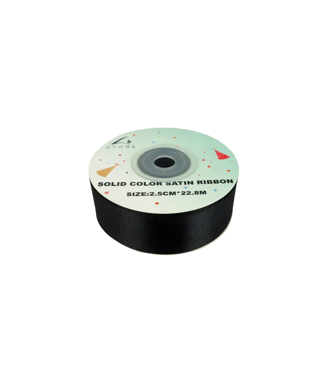 Black Solid Colour Satin Ribbon 2.5cm