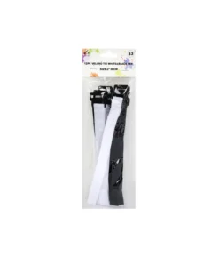 Black & White Mix Velcro Ties 12pc