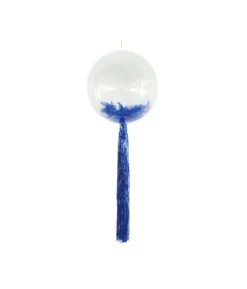 Blue Bubble Balloon With Feathers & Fringe