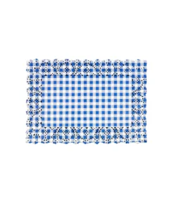 Blue Gingham Rectangle Paper Doilies 6.5x9in 50pk