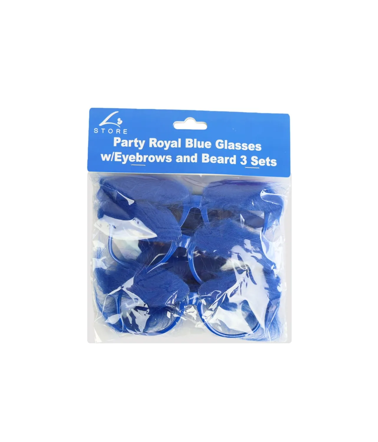 Blue Party Glasses with Eyebrows and Beard 3 Sets 15 x 5.5cm