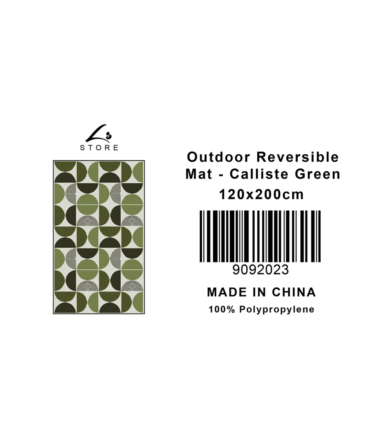 Calliste Green Outdoor Reversible Mat 120 x 200cm