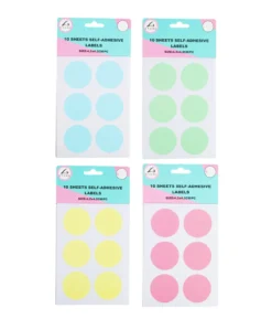 Circle Color Self Adhesive Labels Assorted 4.2 x 4.2cm 60pc