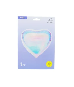 Clear Iridescent Heart Foil Balloon 24 inch 1pc