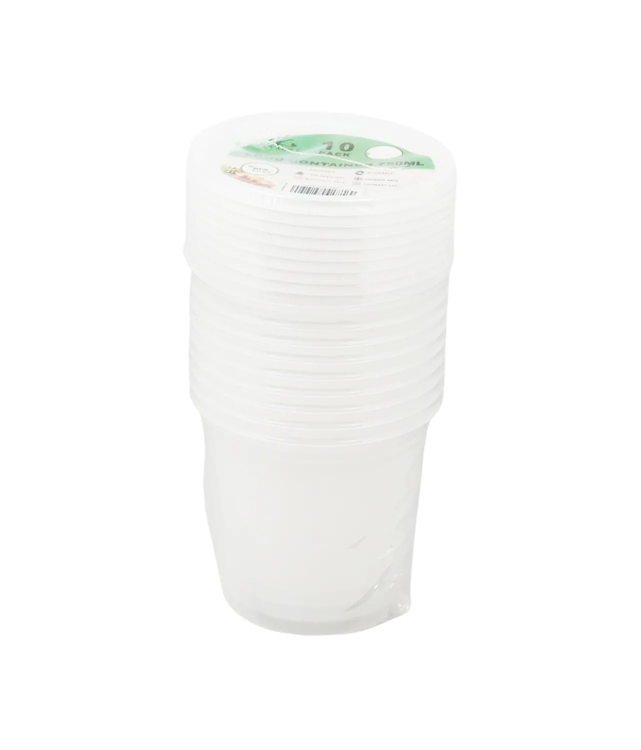 Clear PP Plastic Round Food Container 10pc 750ml