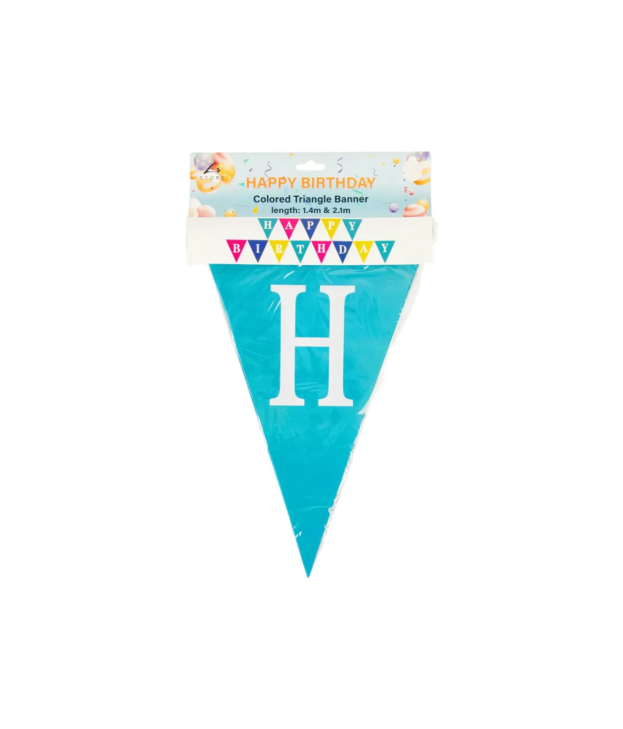 Colored Happy Birthday Triangle Banner 1.4m & 2.1m