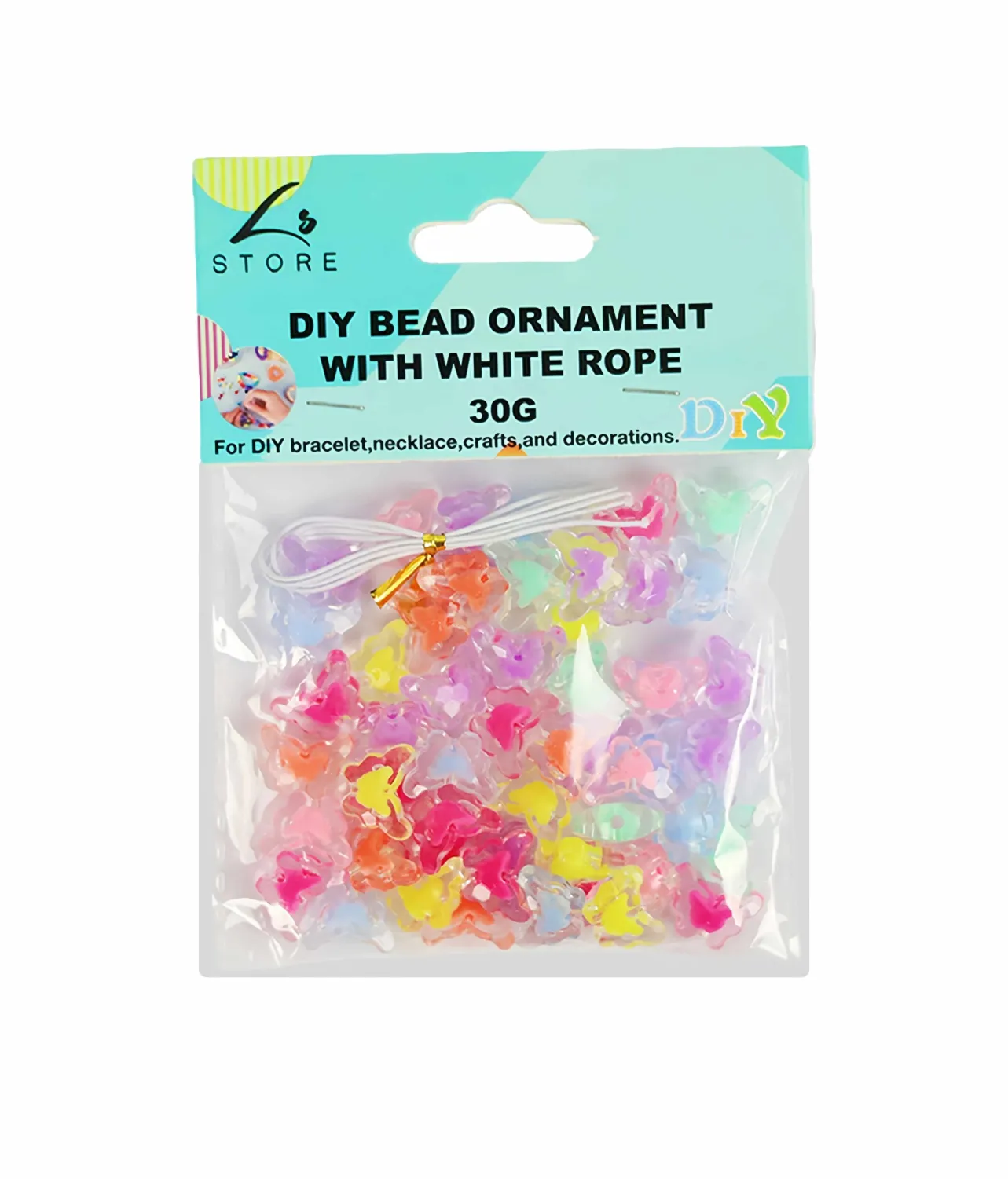 Colorful Butterfly DIY Bead Ornament With White Rope 30g
