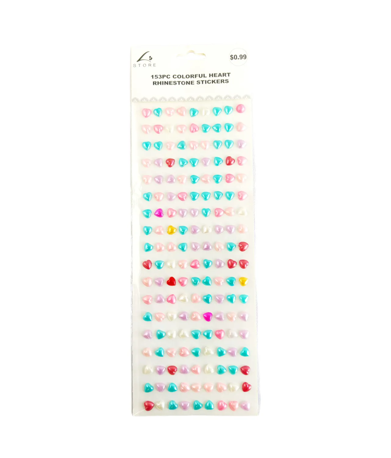 Colorful Heart Rhinestones Stickers 153pc
