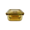 2-Comp Rectangle Amber Borosilicate Glass Container 580ml