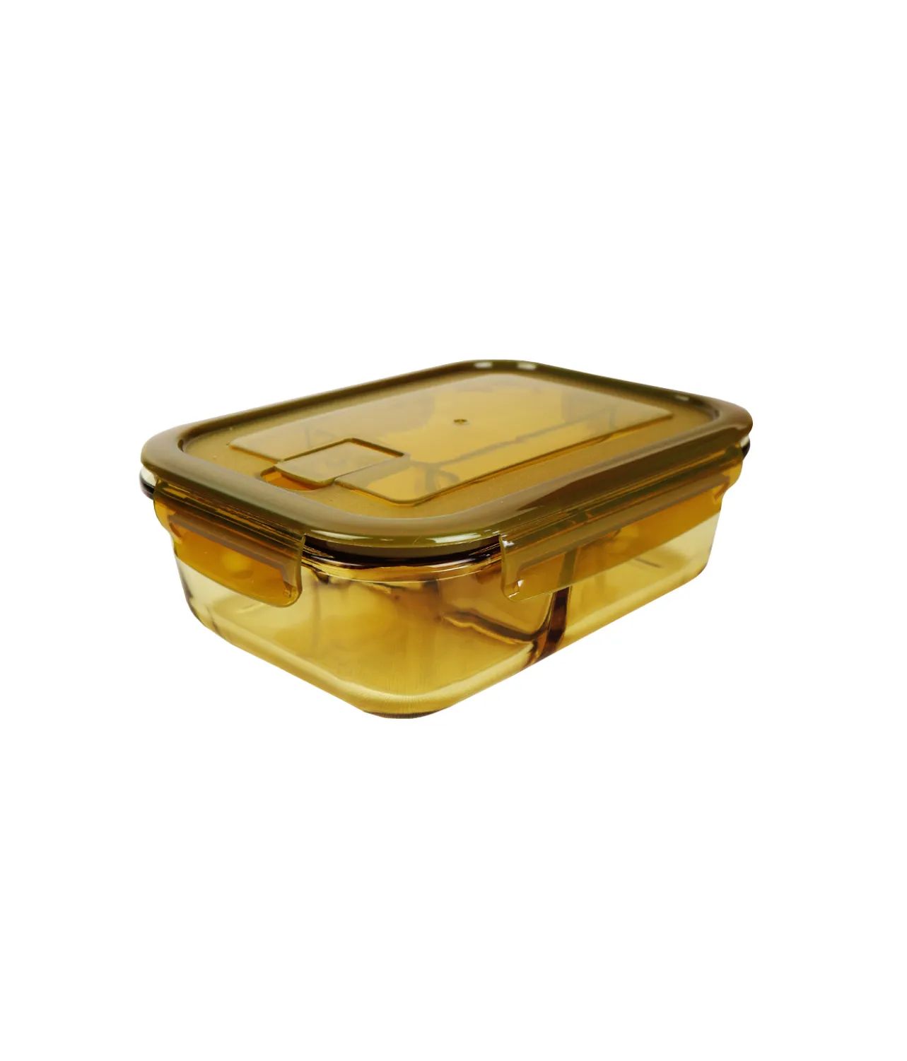 3-Comp Rectangle Amber Borosilicate Glass Container 800ml
