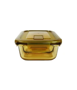 3-Comp Rectangle Amber Borosilicate Glass Container 800ml