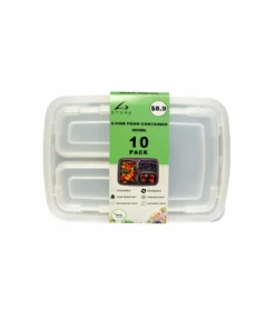 3-Comp Square Take Away Containers 10pk 900ml
