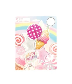 Cone & Candy Birthday Theme Party Foil Balloons 5pc