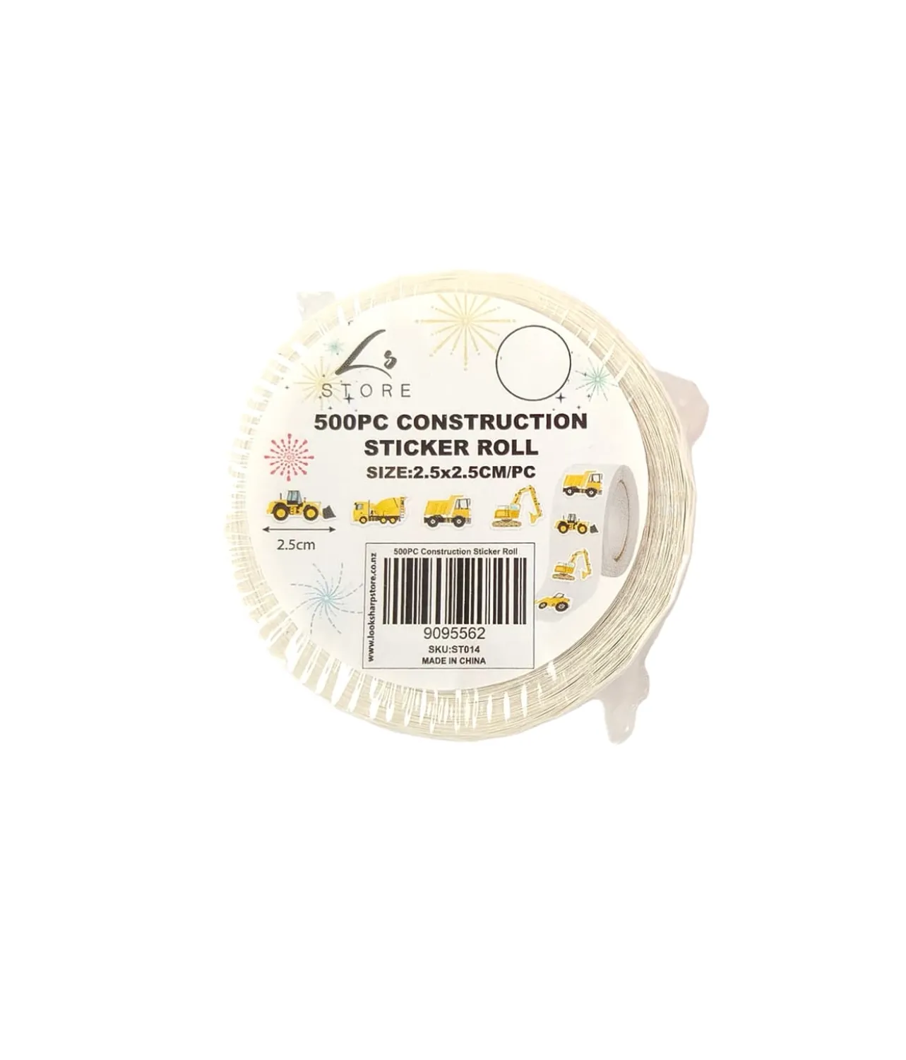 Construction Sticker Roll 2.5×2.5cm 500pc