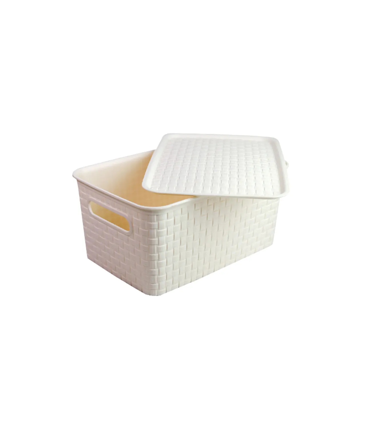 Cream Plastic Storage Bin 28x19x13cm