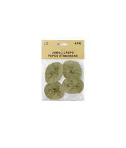 Crepe Paper Streamers Gold 4pk