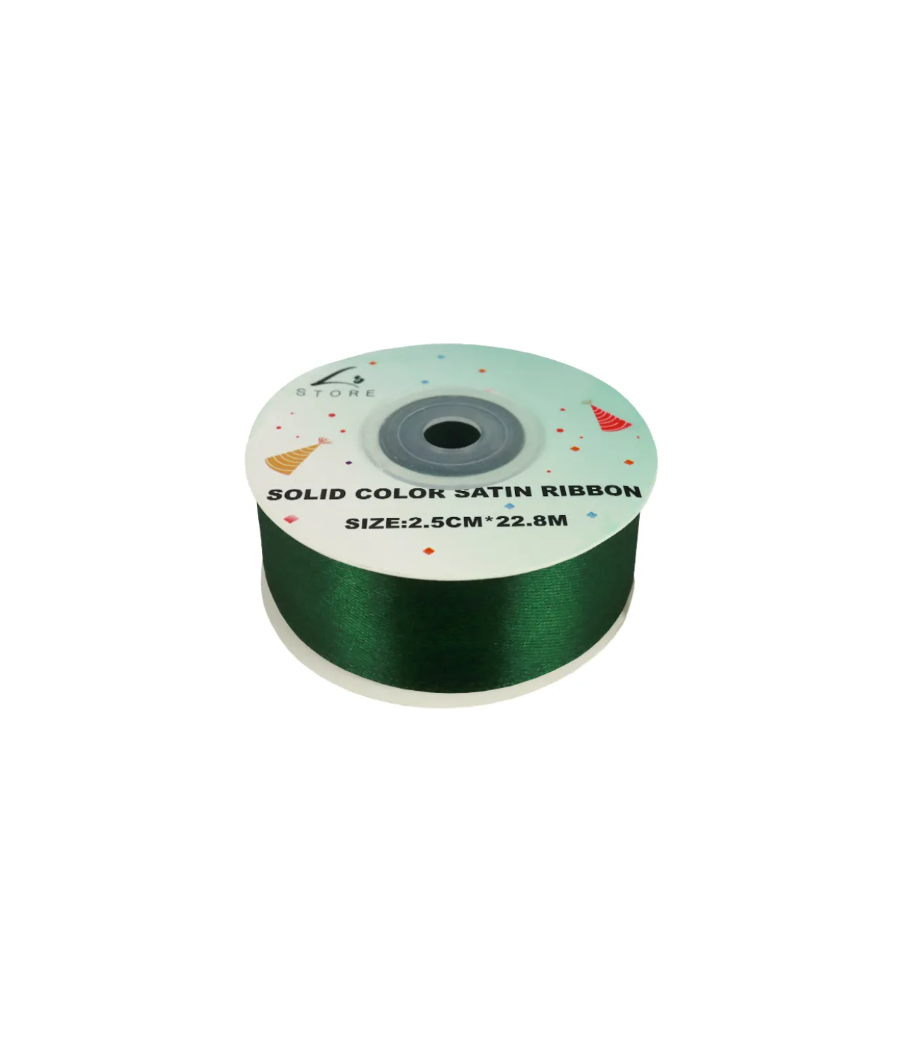 Dark Green Solid Colour Satin Ribbon 2.5cm