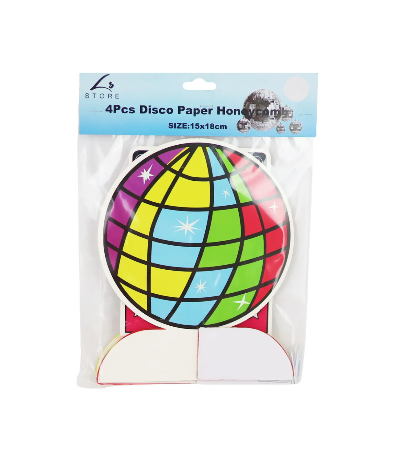 Disco Paper Honeycomb 4pc 15x18cm