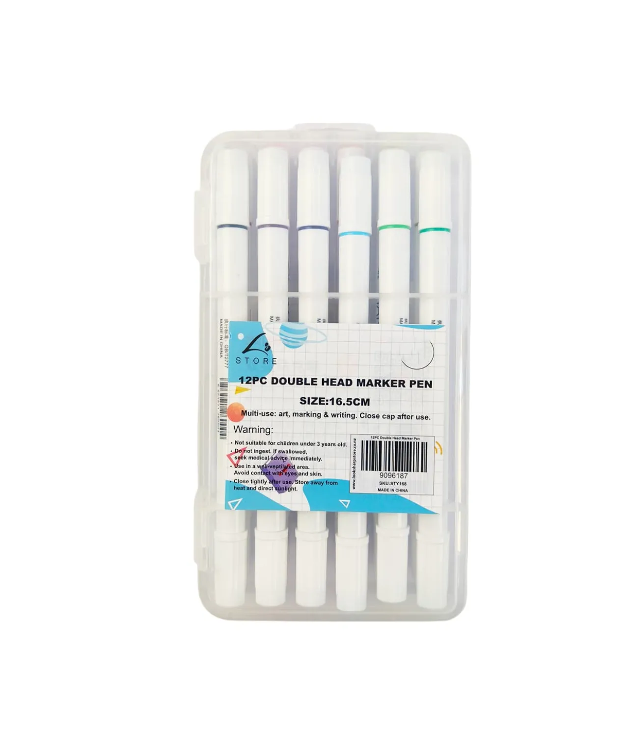 Double Head Color Marker Pen 12pc 16.5cm