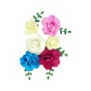 Fuchsia+Blue Artificial Craft Rose Flowers 6pc 4.5cm