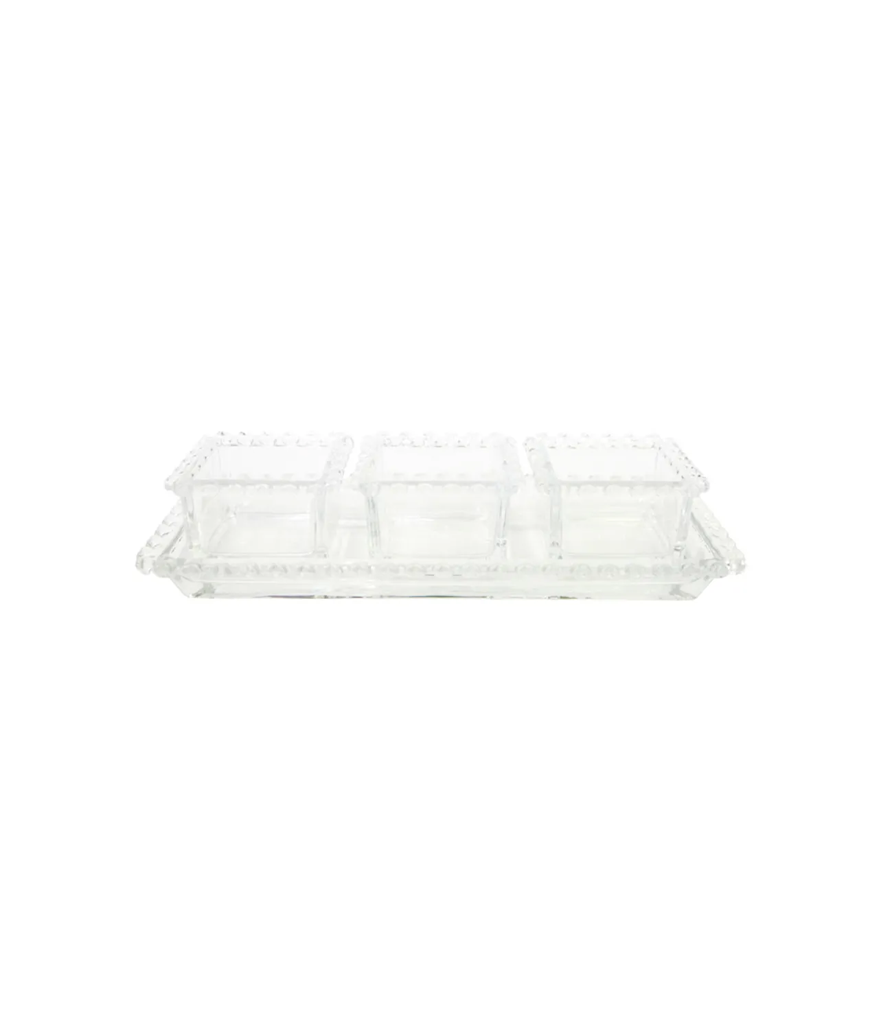 Glass Snack Bowls & Tray 4pc 30cm
