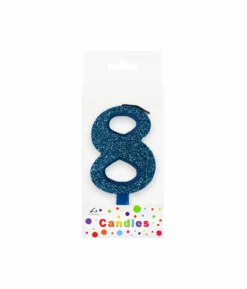 Glitter Blue Number Candle 8