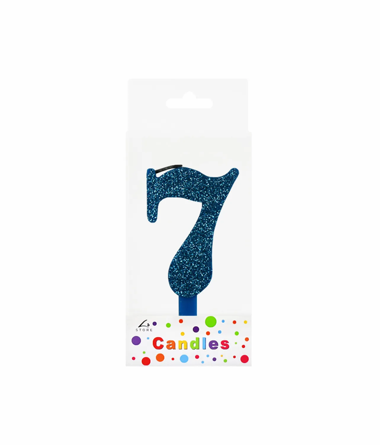 Glitter Blue Number Candle 7