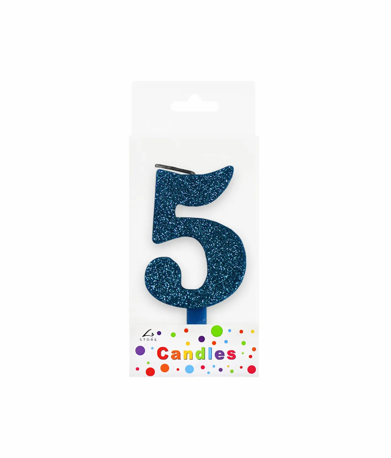 Glitter Blue Number Candle 5