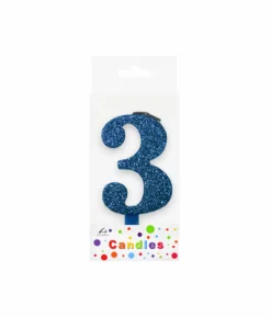 Glitter Blue Number Candle 3