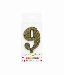 Glitter Gold Number Candle 9