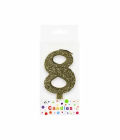 Glitter Gold Number Candle 8