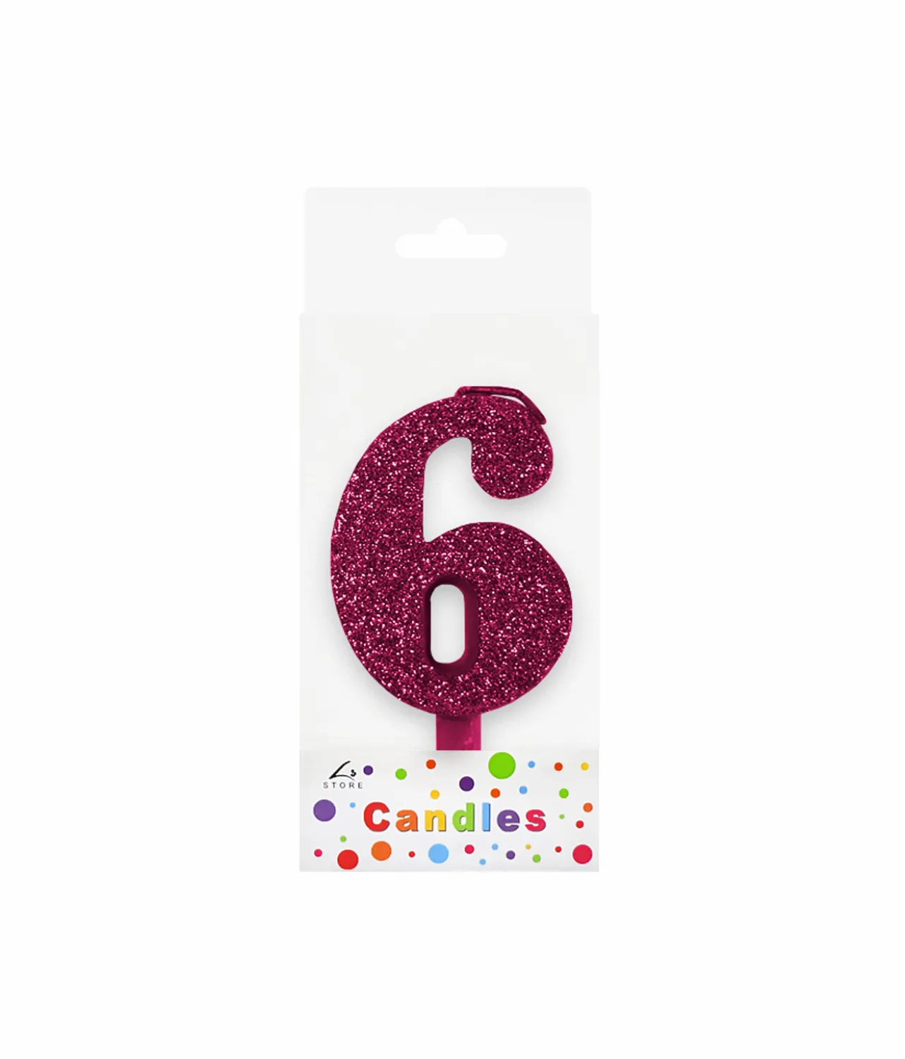 Glitter Magenta Number Candle 6