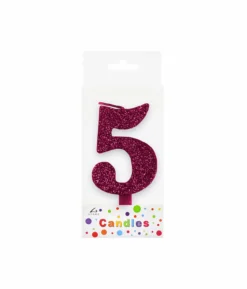 Glitter Magenta Number Candle 5