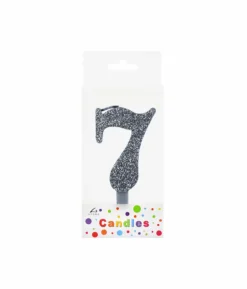 Glitter Silver Number Candle 7