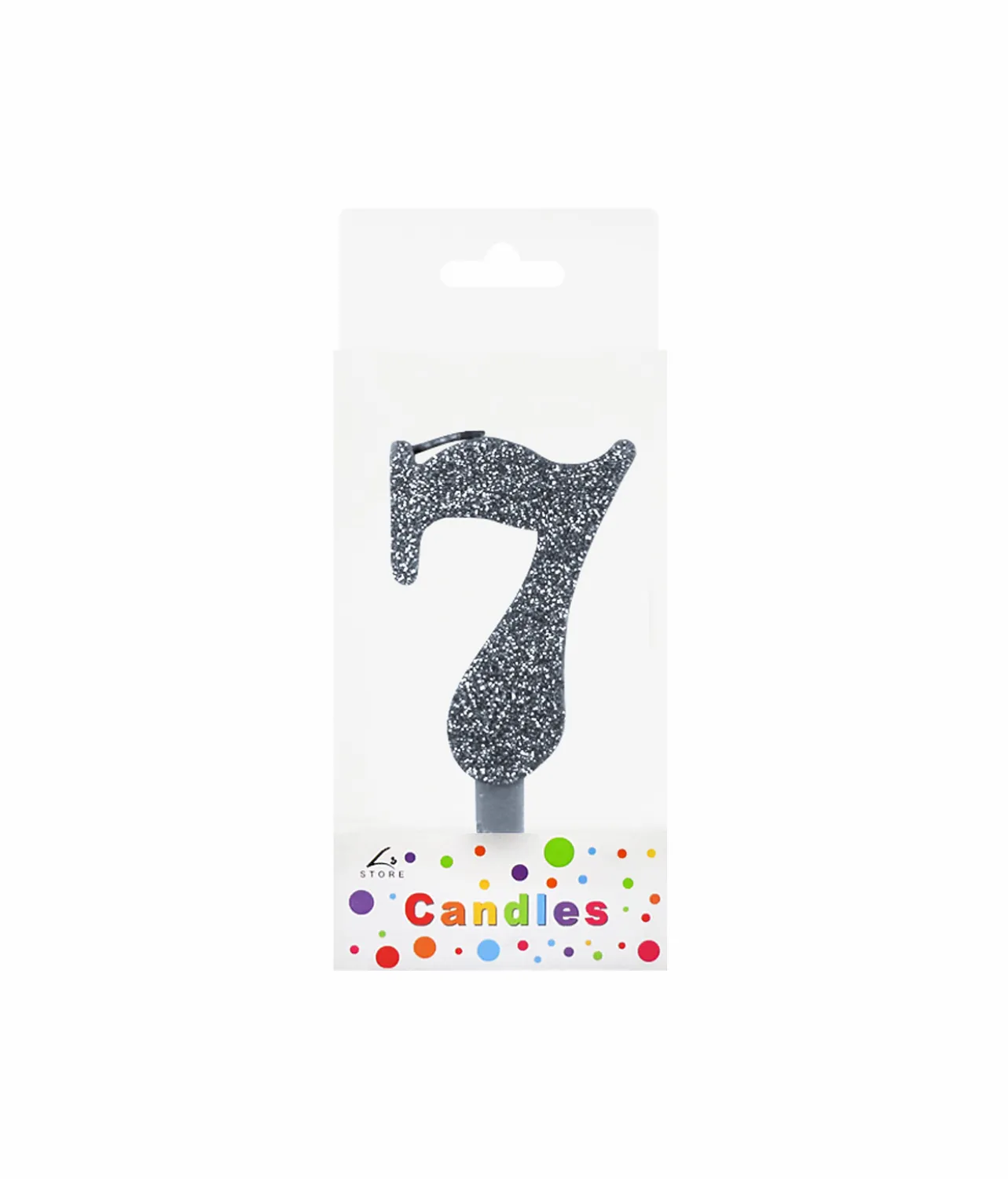 Glitter Silver Number Candle 7
