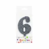 Glitter Silver Number Candle 6