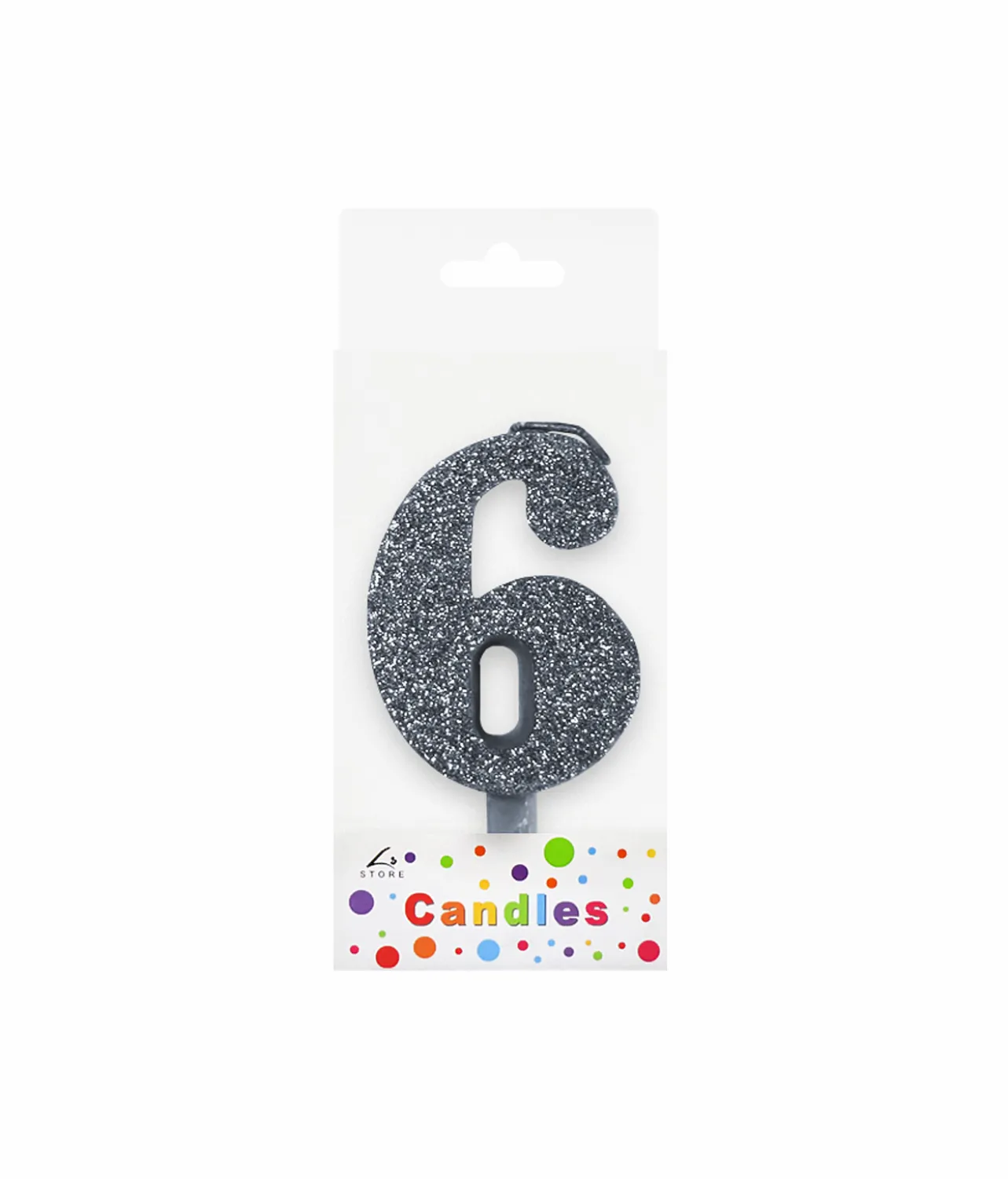 Glitter Silver Number Candle 6