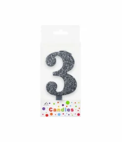 Glitter Silver Number Candle 3